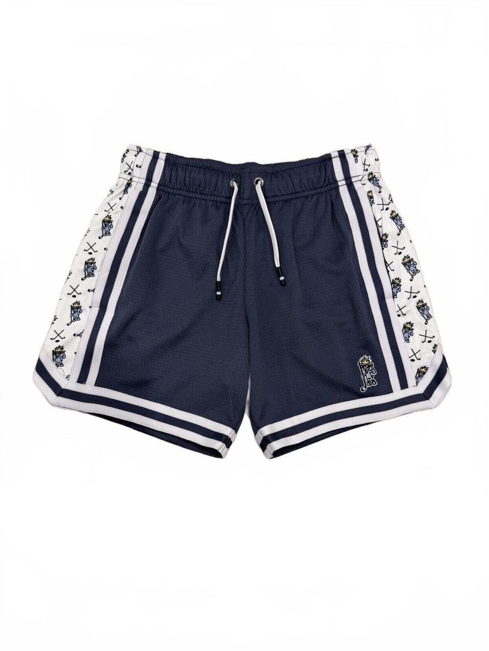 NEW! Goat USA Hockey Mesh Shorts Navy Blue Side Panel Striped Athletic Youth XL
